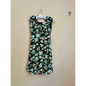 Jody of California / blue roses / empire waistline dress